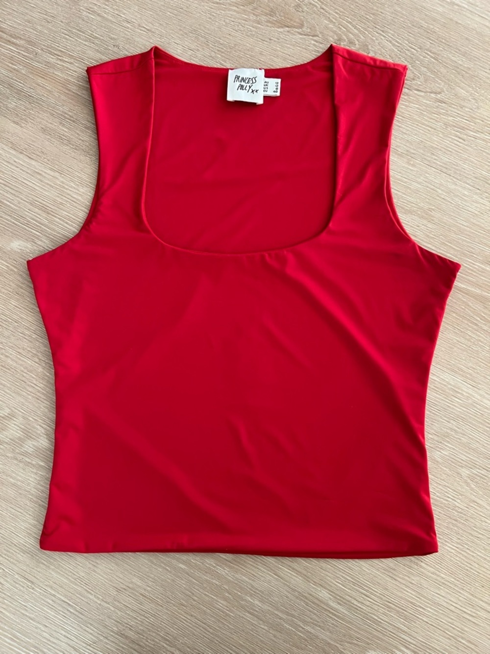 Princess Polly Red Square Scoop Neck Cropped Tank Top